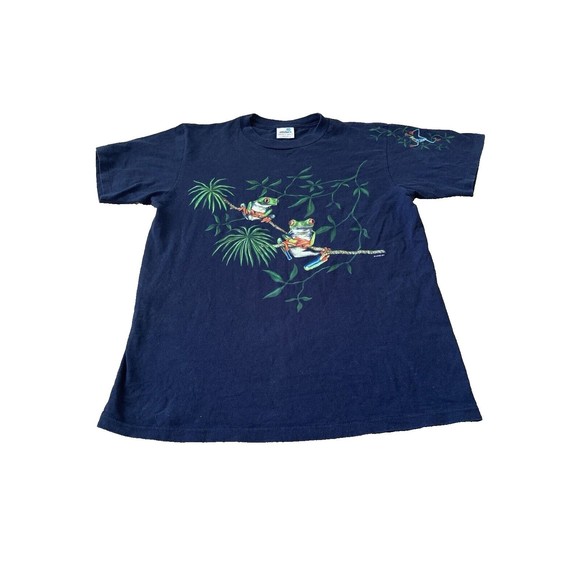 Vintage 90's Natural Wonders Blue T-Shirt Size L Frogs Single Stitch USA Unisex - Picture 9 of 9